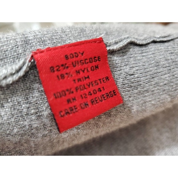 Red Women's Solid Gray Viscose Long Sleeve Ruffle Casual Cardigan Sweater Medium - Picture 10 of 12